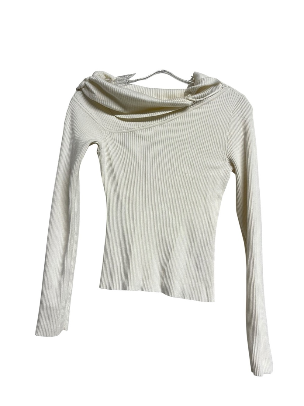 Abercrombie & Fitch Ribbed Twist Off-Shoulder Long Sleeve Sweater Old Money